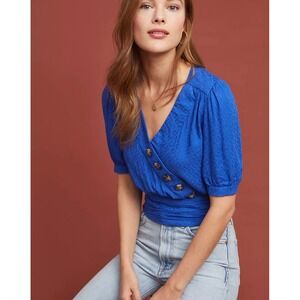 Anthropologie Maeve Women's Madelyn Wrap Top Blue Sz 4